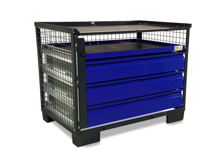 sth-systeme Gitterbox LCB I Teilauszug | 3 kleine Laden & 1 Rahmen