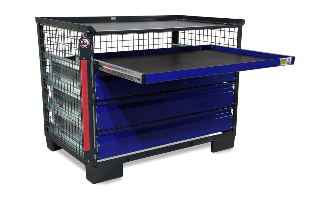 sth-systeme Gitterbox LCB I Teilauszug | 3 kleine Laden & 1 Rahmen