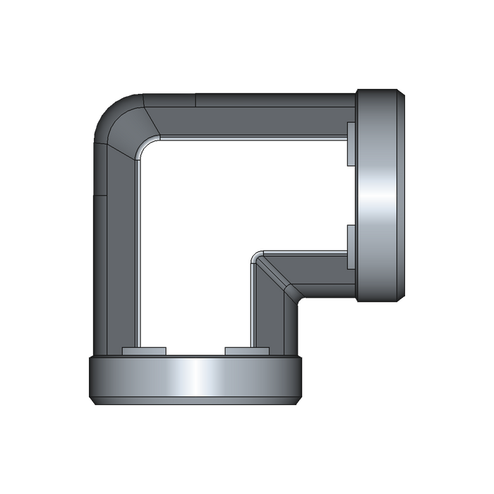 90° Winkelstutzen (Adapter) W – 42 mm – L – Leicht – Stahl verzinkt (Cr(VI)-frei) – W42LOMD