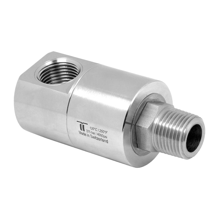 Drehgelenk DGE-13-90° 1/2"IG - 1/2"AG konisch 275 bar 30U/min 120°C AG konisch