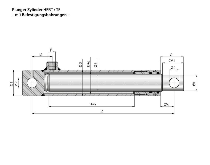 Hydraulikzylinder einfachwirkend EW 45 mit Befestigung