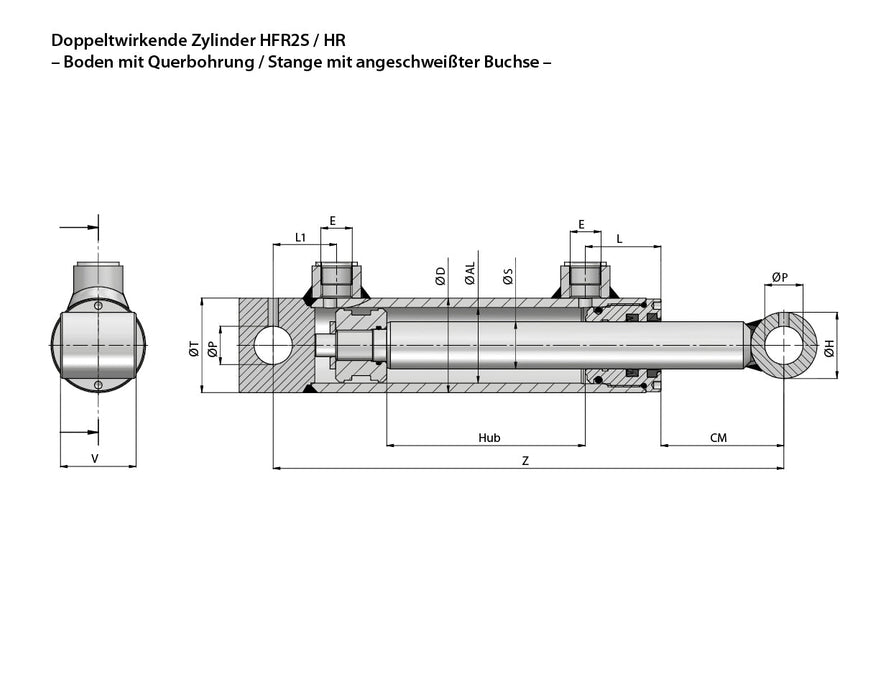 Hydraulikzylinder doppeltwirkend DW 60/35 mit Befestigung