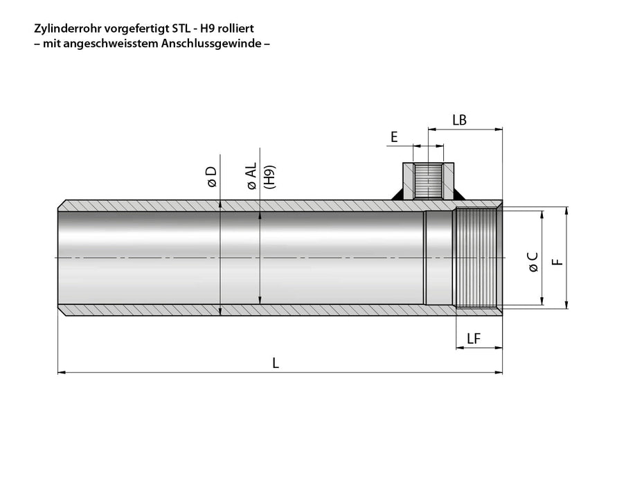 Hydraulikzylinder Zylinderrohr vorgefertigt 90x500