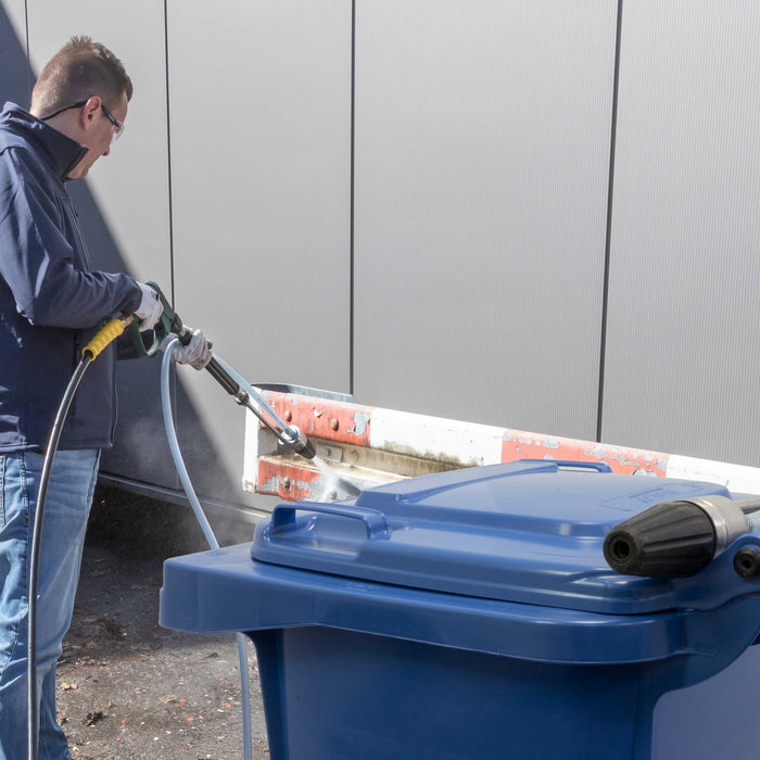 Strahlguttonne 80 Liter blau mit Ansaugung ohne Sandstrahler
