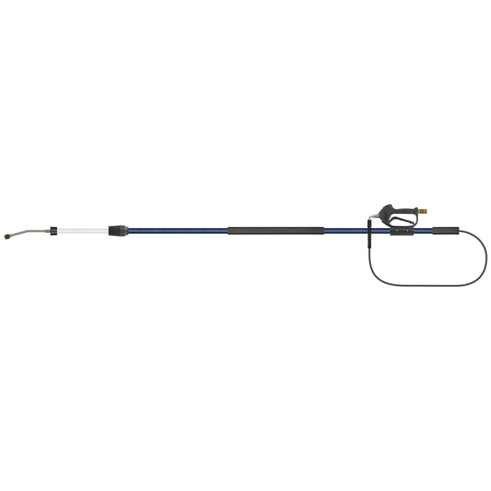 Teleskoplanze 2,55-3,75 M. M22x1,5AG:18x1,5 blau 15° abgewinkelt