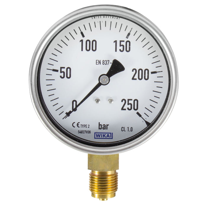 Manometer 0-250 U 100 mm 1/2"AG WIKA ohne Füllung