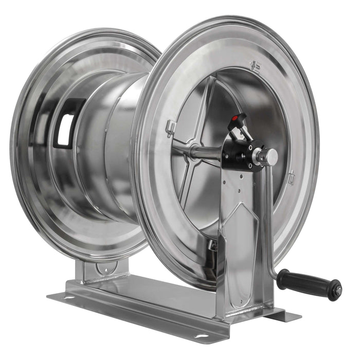 Schlauchaufroller 3/8-1/2IG 400bar 130°C VA mit Handkurbel max. 140 M. NW10
