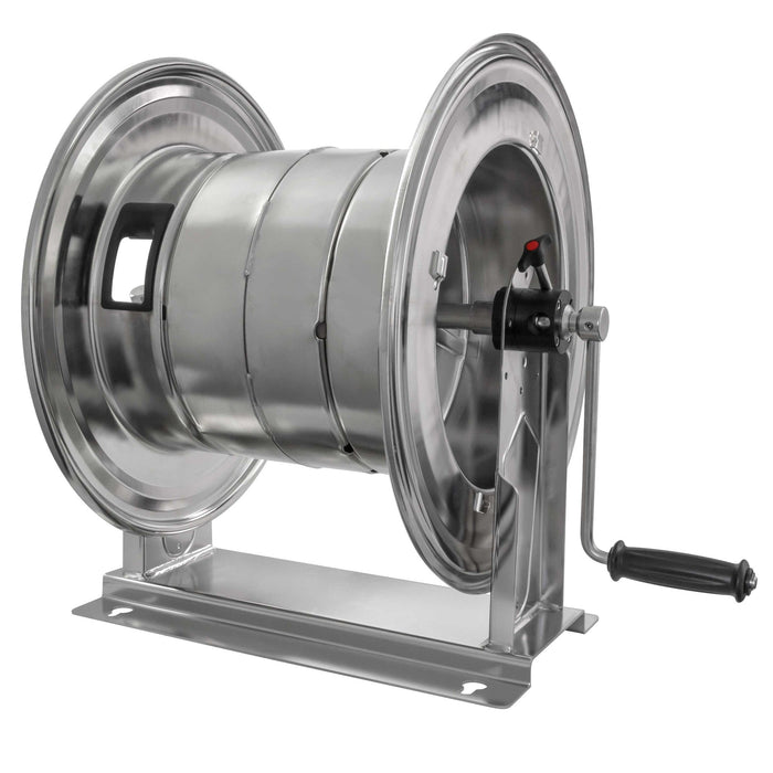 Schlauchaufroller 3/8-1/2IG 400bar 130°C VA mit Handkurbel max. 140 M. NW10