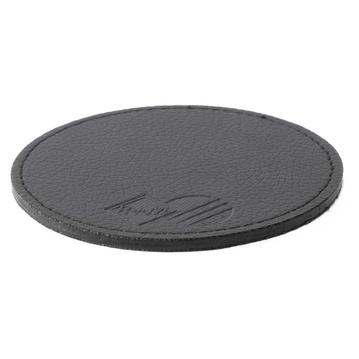 Untersetzer Rund 9,5R EWK Montana Kern aus bonded; leather; schwarz, Prägung 1-seitig