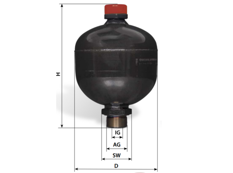 SAIP 1,0 Liter Membran-/Druckspeicher