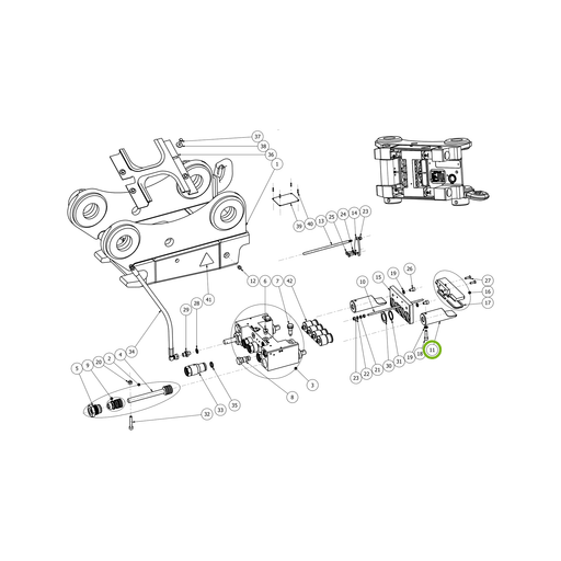 OilQuick Riegelbolzen – Position 11 in Ersatzteilzeichnung OQ 45-4 - Schnellwechsler mit Sicherungsring gesicherten Schnellkupplungen (Gesamtansicht), Art.-Nr. 4109839