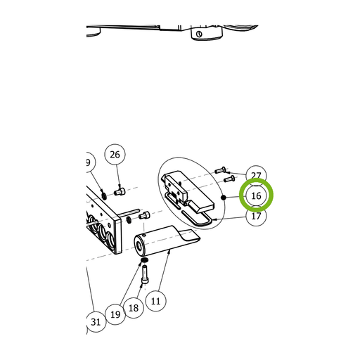 OilQuick Schutzklappe komplett – Position 16 in Ersatzteilzeichnung OQ 45-4 - Schnellwechsler mit Sicherungsring gesicherten Schnellkupplungen (Ausschnitt), Art.-Nr. 4110130