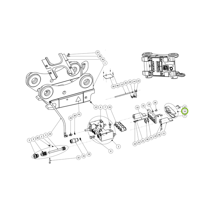 OilQuick Schutzklappe komplett – Position 16 in Ersatzteilzeichnung OQ 45-4 - Schnellwechsler mit Sicherungsring gesicherten Schnellkupplungen (Gesamtansicht), Art.-Nr. 4110130