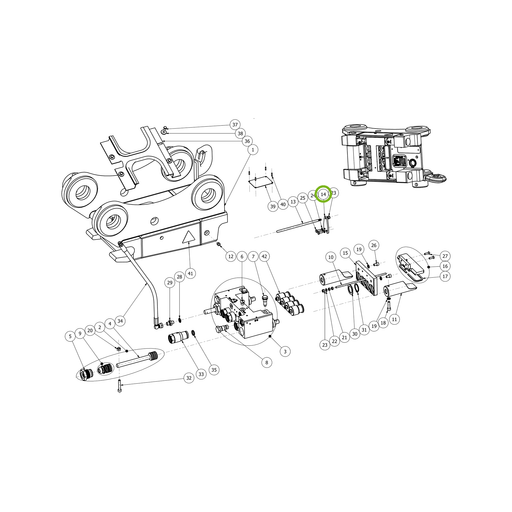 OilQuick Sichtstangenhalter – Position 14 in Ersatzteilzeichnung OQ 45-4 - Schnellwechsler mit Sicherungsring gesicherten Schnellkupplungen (Gesamtansicht), Art.-Nr. 4110338