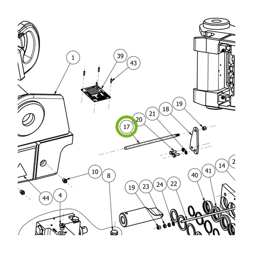 OilQuick Sichtstange – Position 17 in Ersatzteilzeichnung OQ 60-4 - Schnellwechsler mit Sicherungsring gesicherten Schnellkupplungen (Ausschnitt), Art.-Nr. 4110551