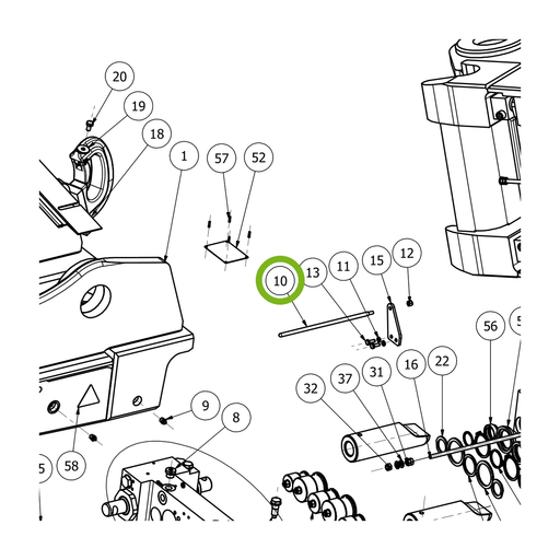 OilQuick Sichtstange – Position 10 in Ersatzteilzeichnung OQ 70 - Schnellwechsler mit Sicherungsring gesicherten Schnellkupplungen (Ausschnitt), Art.-Nr. 4110668