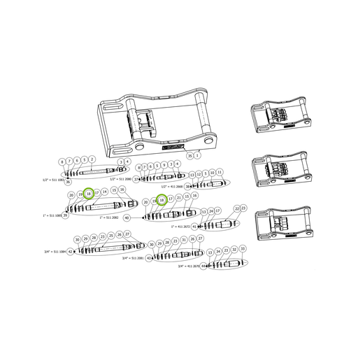 OilQuick Scheibe 1" – Position 18 in Ersatzteilzeichnung OQ 70 - Geräterahmen für hydraulische Geräte (Gesamtansicht), Art.-Nr. 4112314