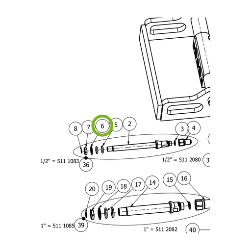 OilQuick Scheibe 1/2" – Position 6 in Ersatzteilzeichnung OQ 70 - Geräterahmen für hydraulische Geräte (Ausschnitt), Art.-Nr. 4112316