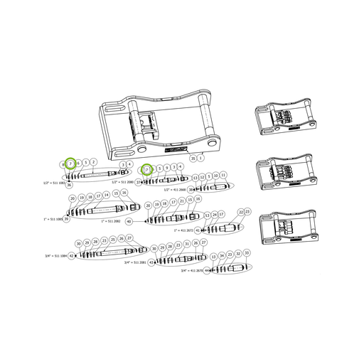 OilQuick Mutter – Position 7 in Ersatzteilzeichnung OQ 70 - Geräterahmen für hydraulische Geräte (Gesamtansicht), Art.-Nr. 4112399