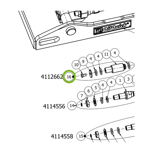 OilQuick Polystecker 1/2" komplett – Position 16 in Ersatzteilzeichnung OQ 45-4 - Geräterahmen für hydraulische Geräte (Ausschnitt), Art.-Nr. 4112662