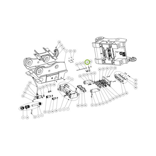 OilQuick Sichtstangenhalter – Position 15 in Ersatzteilzeichnung OQ 70 - Schnellwechsler mit Sicherungsring gesicherten Schnellkupplungen (Gesamtansicht), Art.-Nr. 4113169