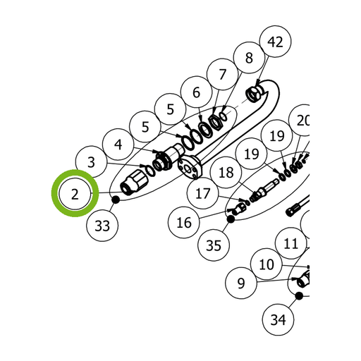 OilQuick Schnellkupplung, Stecker 1 1/2" – Position 2 in Ersatzteilzeichnung OQ 120 - Adapterplatte (Ausschnitt), Art.-Nr. 4114269