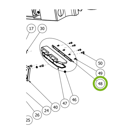 OilQuick Führung – Position 48 in Ersatzteilzeichnung OQ 70 - Schnellwechsler mit Sicherungsring gesicherten Schnellkupplungen (Ausschnitt), Art.-Nr. 4114419