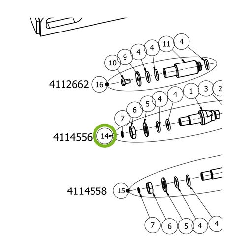 OilQuick Kupplungssatz 1/2" kurz – Position 14 in Ersatzteilzeichnung OQ 45-4 - Geräterahmen für hydraulische Geräte (Ausschnitt), Art.-Nr. 4114556