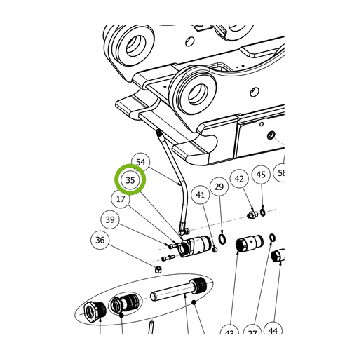 OilQuick Schnellkupplung, Muffe 1" – Position 35 in Ersatzteilzeichnung OQ 70 - Schnellwechsler mit Sicherungsring gesicherten Schnellkupplungen (Ausschnitt), Art.-Nr. 4114626