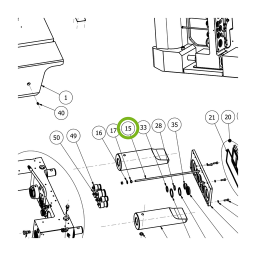 OilQuick Öffnungsstange – Position 15 in Ersatzteilzeichnung OQ 120 - Schnellwechsler mit Sicherungsring gesicherten Schnellkupplungen (Ausschnitt), Art.-Nr. 4114843