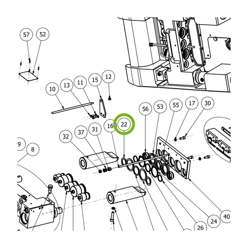 OilQuick Scheibe 1/2" – Position 22 in Ersatzteilzeichnung OQ 70 - Schnellwechsler mit Sicherungsring gesicherten Schnellkupplungen (Ausschnitt), Art.-Nr. 4115171