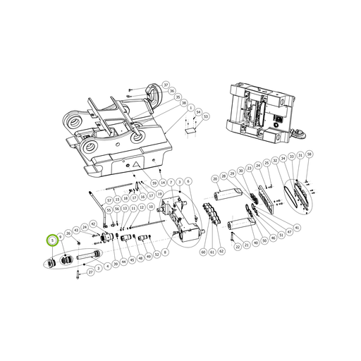 OilQuick Kolbenführungsmutter – Position 5 in Ersatzteilzeichnung OQ 80 - Schnellwechsler mit Sicherungsring gesicherten Schnellkupplungen (Gesamtansicht), Art.-Nr. 4115264