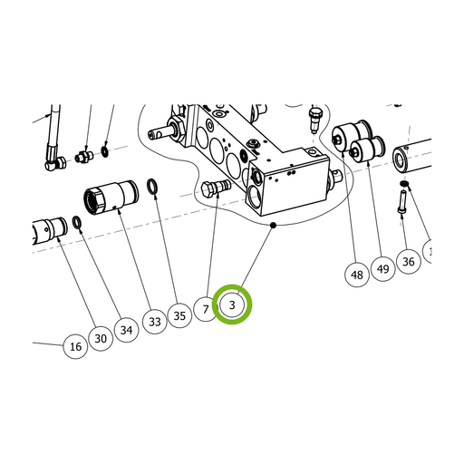 OilQuick H-Zylinder – Position 3 in Ersatzteilzeichnung OQ 60-4 - Schnellwechsler mit Sicherungsring gesicherten Schnellkupplungen (Ausschnitt), Art.-Nr. 4115533