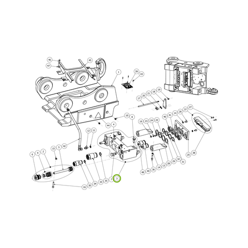 OilQuick H-Zylinder – Position 3 in Ersatzteilzeichnung OQ 60-4 - Schnellwechsler mit Sicherungsring gesicherten Schnellkupplungen (Gesamtansicht), Art.-Nr. 4115533
