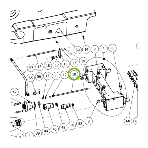 OilQuick Öffnungsstange – Position 10 in Ersatzteilzeichnung OQ 80 - Schnellwechsler mit Sicherungsring gesicherten Schnellkupplungen (Ausschnitt), Art.-Nr. 4115783