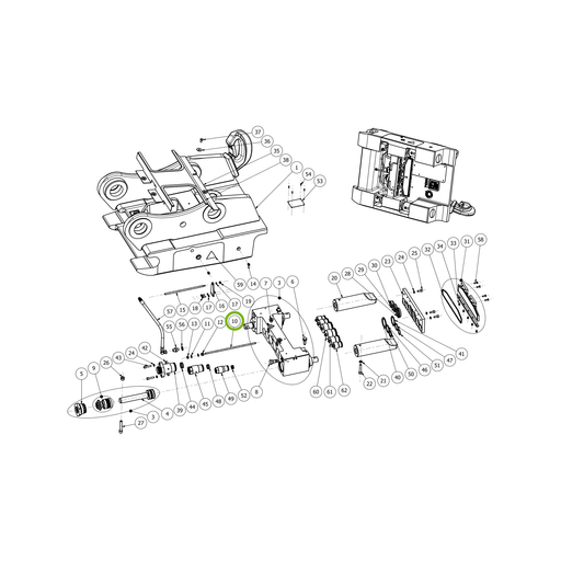 OilQuick Öffnungsstange – Position 10 in Ersatzteilzeichnung OQ 80 - Schnellwechsler mit Sicherungsring gesicherten Schnellkupplungen (Gesamtansicht), Art.-Nr. 4115783