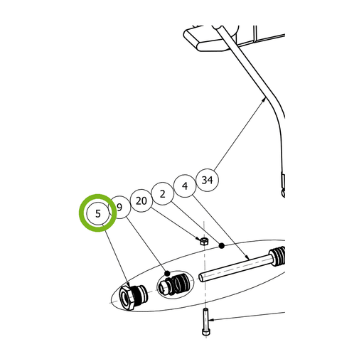 OilQuick Kolbenführungsmutter – Position 5 in Ersatzteilzeichnung OQ 45-4 - Schnellwechsler mit Sicherungsring gesicherten Schnellkupplungen (Ausschnitt), Art.-Nr. 4116128