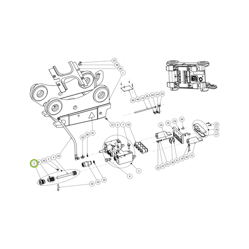 OilQuick Kolbenführungsmutter – Position 5 in Ersatzteilzeichnung OQ 45-4 - Schnellwechsler mit Sicherungsring gesicherten Schnellkupplungen (Gesamtansicht), Art.-Nr. 4116128