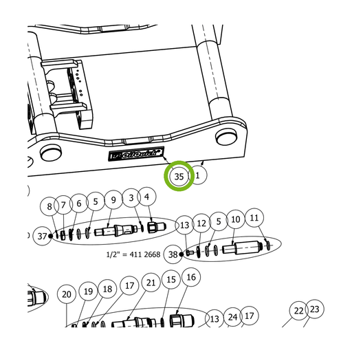 OilQuick Platte – Position 35 in Ersatzteilzeichnung OQ 70 - Geräterahmen für hydraulische Geräte (Ausschnitt), Art.-Nr. 4116145