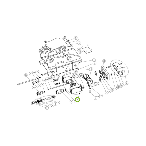 OilQuick H-Zylinder – Position 3 in Ersatzteilzeichnung OQ 40/24E - Schnellwechsler mit Sicherungsring gesicherten Schnellkupplungen (Gesamtansicht), Art.-Nr. 4116248