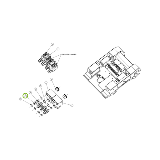 OilQuick Einschrauber – Position 6 in Ersatzteilzeichnung OQ 80 - Verteilerblock für H-Zylinder (Gesamtansicht), Art.-Nr. 4117973