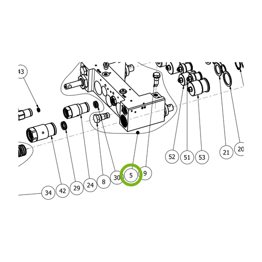 OilQuick H-Zylinder – Position 5 in Ersatzteilzeichnung OQ 60-5 - Schnellwechsler mit Sicherungsring gesicherten Schnellkupplungen (Ausschnitt), Art.-Nr. 4117996