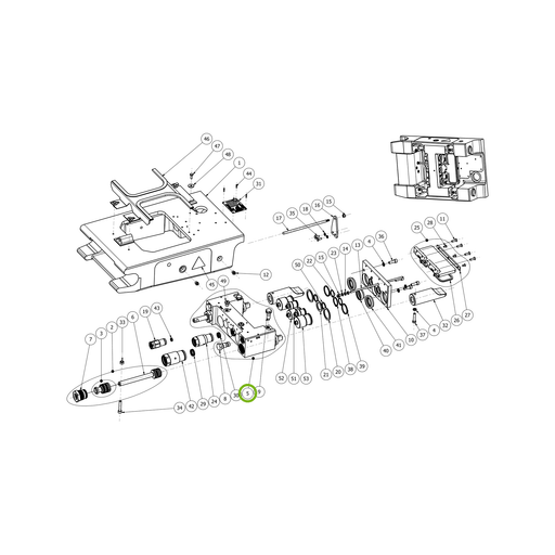 OilQuick H-Zylinder – Position 5 in Ersatzteilzeichnung OQ 60-5 - Schnellwechsler mit Sicherungsring gesicherten Schnellkupplungen (Gesamtansicht), Art.-Nr. 4117996