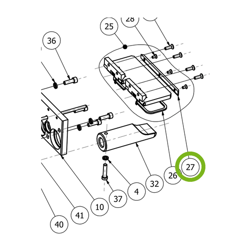OilQuick Führung – Position 27 in Ersatzteilzeichnung OQ 60-5 - Schnellwechsler mit Sicherungsring gesicherten Schnellkupplungen (Ausschnitt), Art.-Nr. 4118031