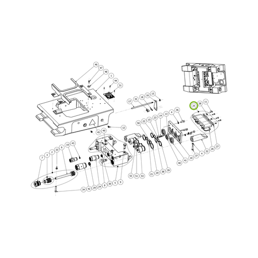 OilQuick Schutzklappe komplett – Position 25 in Ersatzteilzeichnung OQ 60-5 - Schnellwechsler mit Sicherungsring gesicherten Schnellkupplungen (Gesamtansicht), Art.-Nr. 4118032