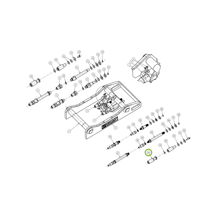 OilQuick Polystecker 1/4" komplett – Position 29 in Ersatzteilzeichnung OQ 45-5 - Geräterahmen für hydraulische Geräte (Gesamtansicht), Art.-Nr. 5109916