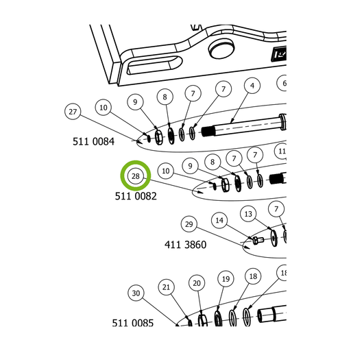 OilQuick Kupplungssatz 1/2" kurz – Position 28 in Ersatzteilzeichnung OQ 60-4 - Geräterahmen für hydraulische Geräte (Ausschnitt), Art.-Nr. 5110082