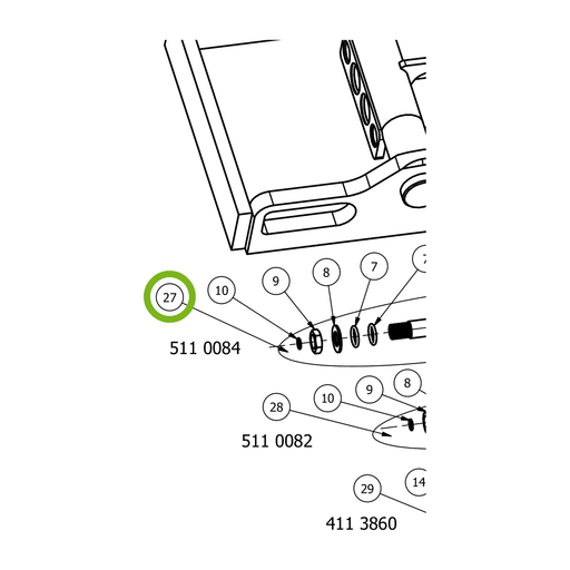 OilQuick Kupplungssatz 1/2" lang – Position 27 in Ersatzteilzeichnung OQ 60-4 - Geräterahmen für hydraulische Geräte (Ausschnitt), Art.-Nr. 5110084