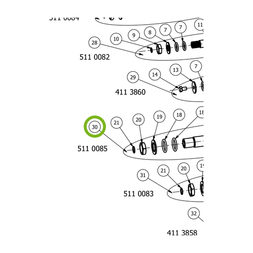 OilQuick Kupplungssatz 3/4" lang – Position 30 in Ersatzteilzeichnung OQ 60-4 - Geräterahmen für hydraulische Geräte (Ausschnitt), Art.-Nr. 5110085