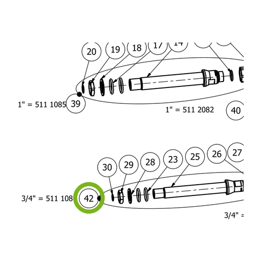 OilQuick Kupplungssatz 3/4" lang – Position 42 in Ersatzteilzeichnung OQ 70 - Geräterahmen für hydraulische Geräte (Ausschnitt), Art.-Nr. 5111084